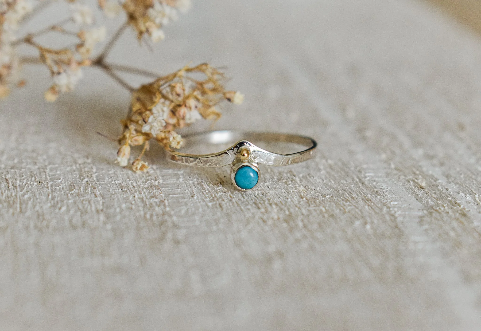 Petite Bague En Argent Massif 925 Avec Turquoise - Neuf Sans Emballage, Pierre Naturelle, Bijou Délicat