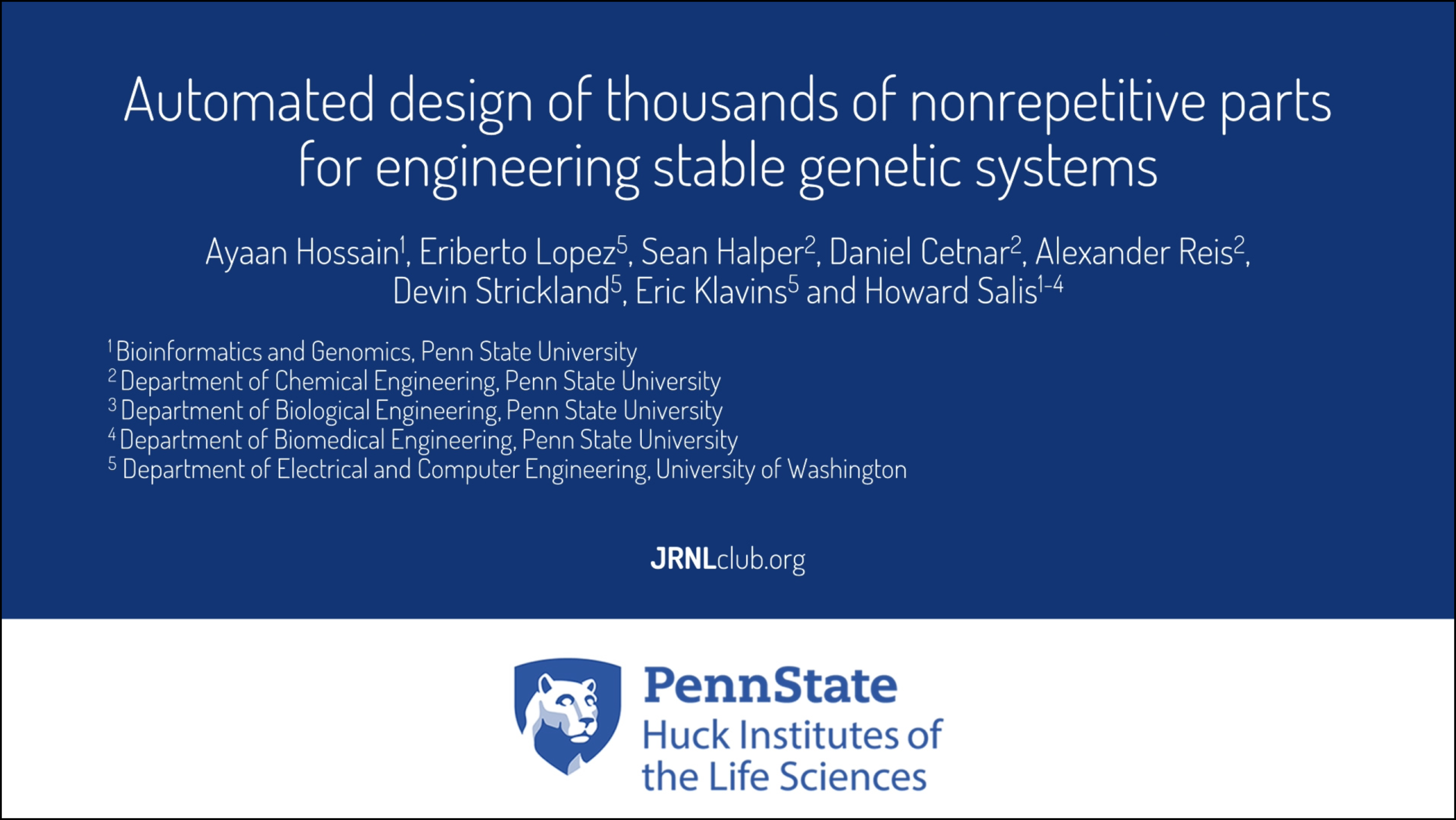Automated design of thousands of nonrepetitive parts for engineering stable genetic systems