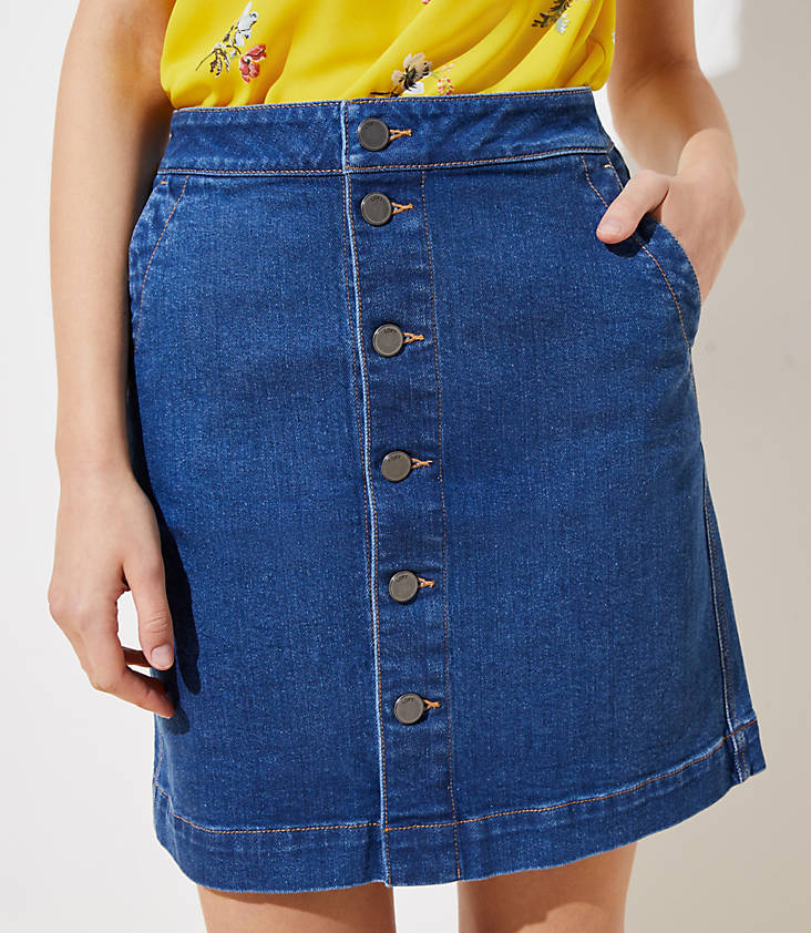 Button Down Jean Skirt 