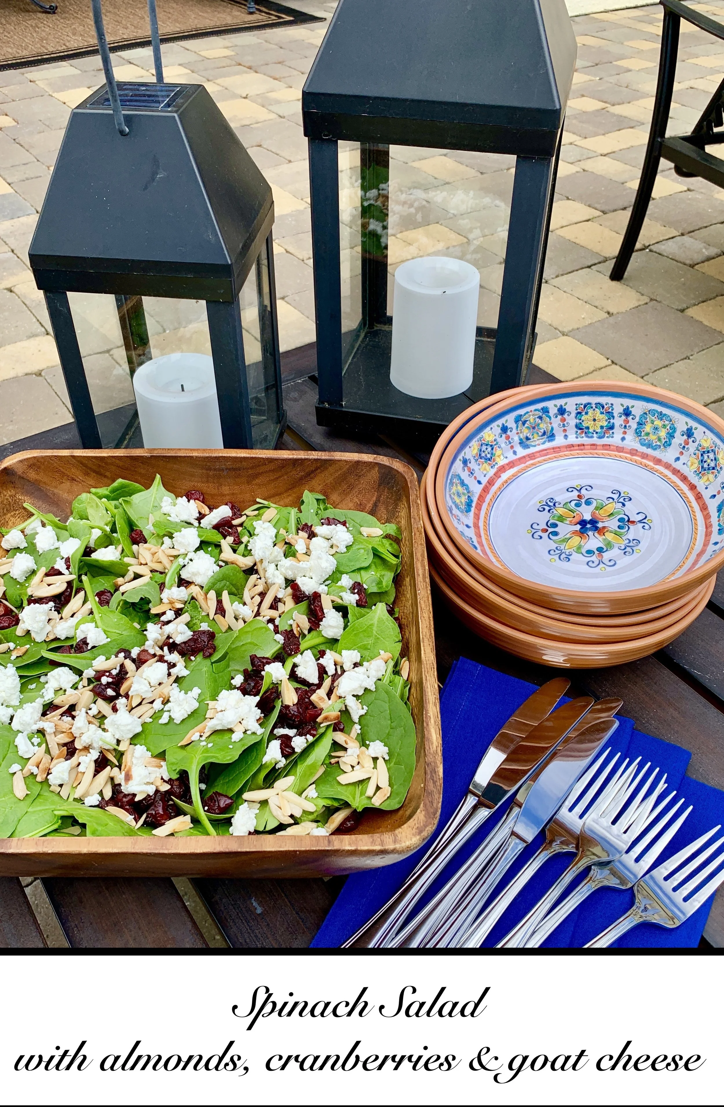 Spinach Salad with Almonds, Cranberries & Goat Cheese