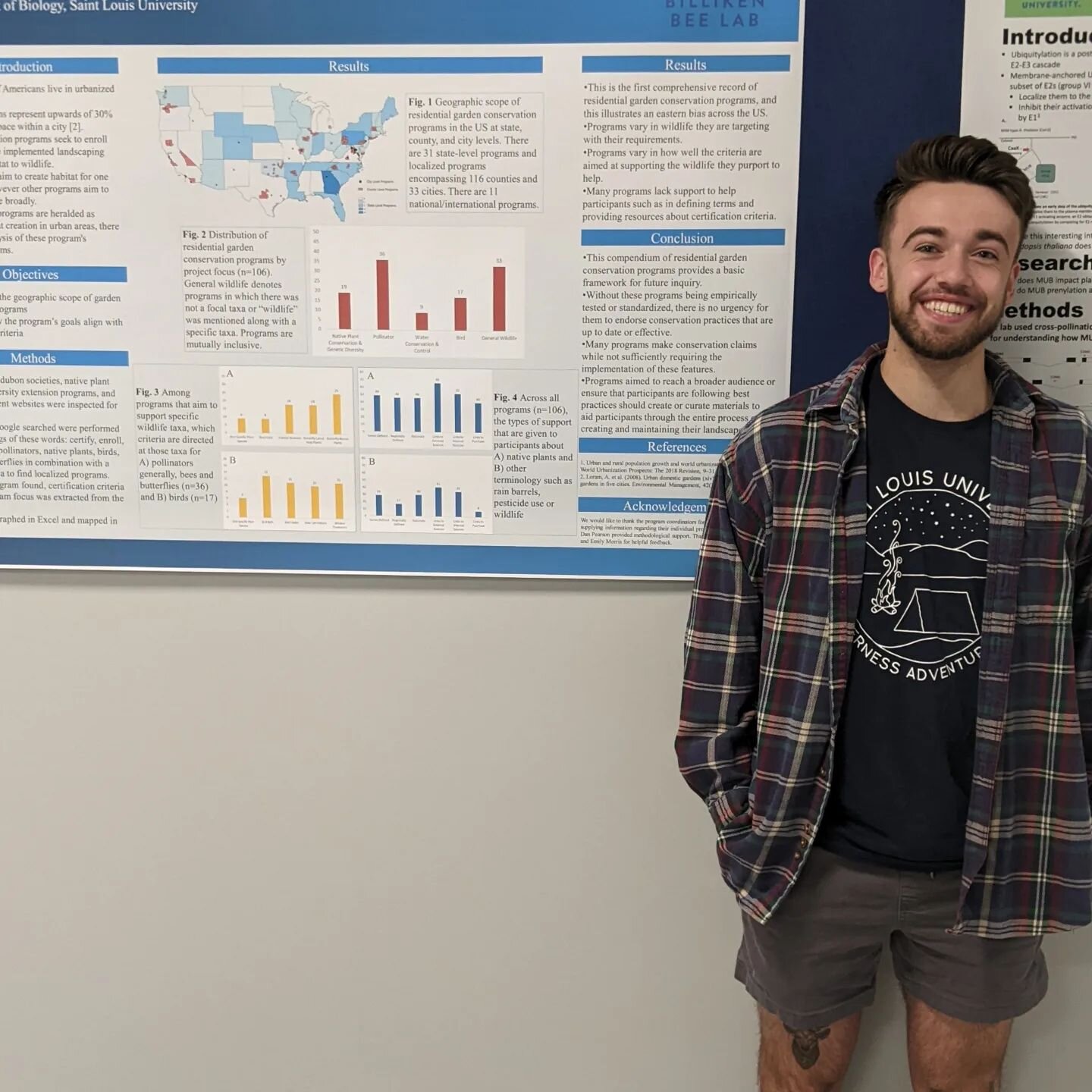 It's undergrad research symposium day! Cody Schrock worked with Nina to put together a poster looking at the different residential garden conservation programs around the country. 
It turned out great! Find him on the second floor of MW today from 2-