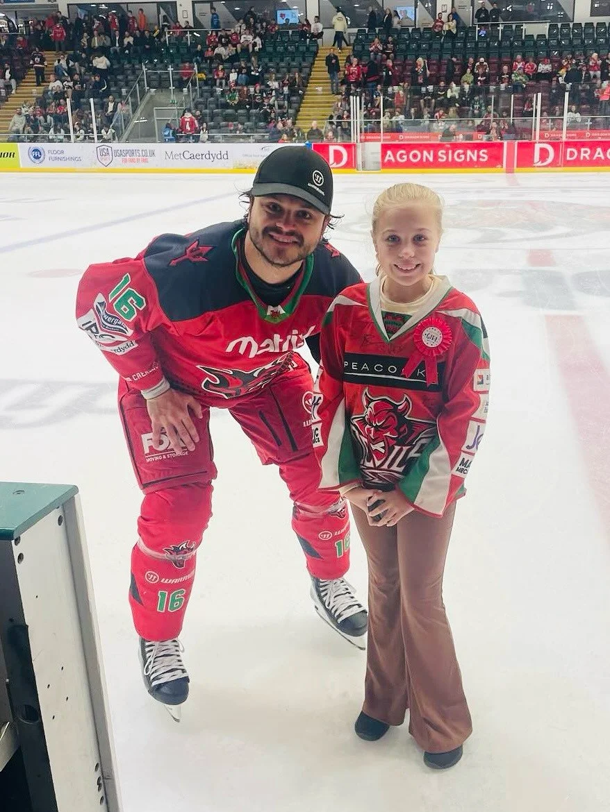 1. My birthday girl&rsquo;s puck sponsor with Sam Duggan 😈
2. How I saw it from my position pre-game ready 😂😈

#LetsGoDevils