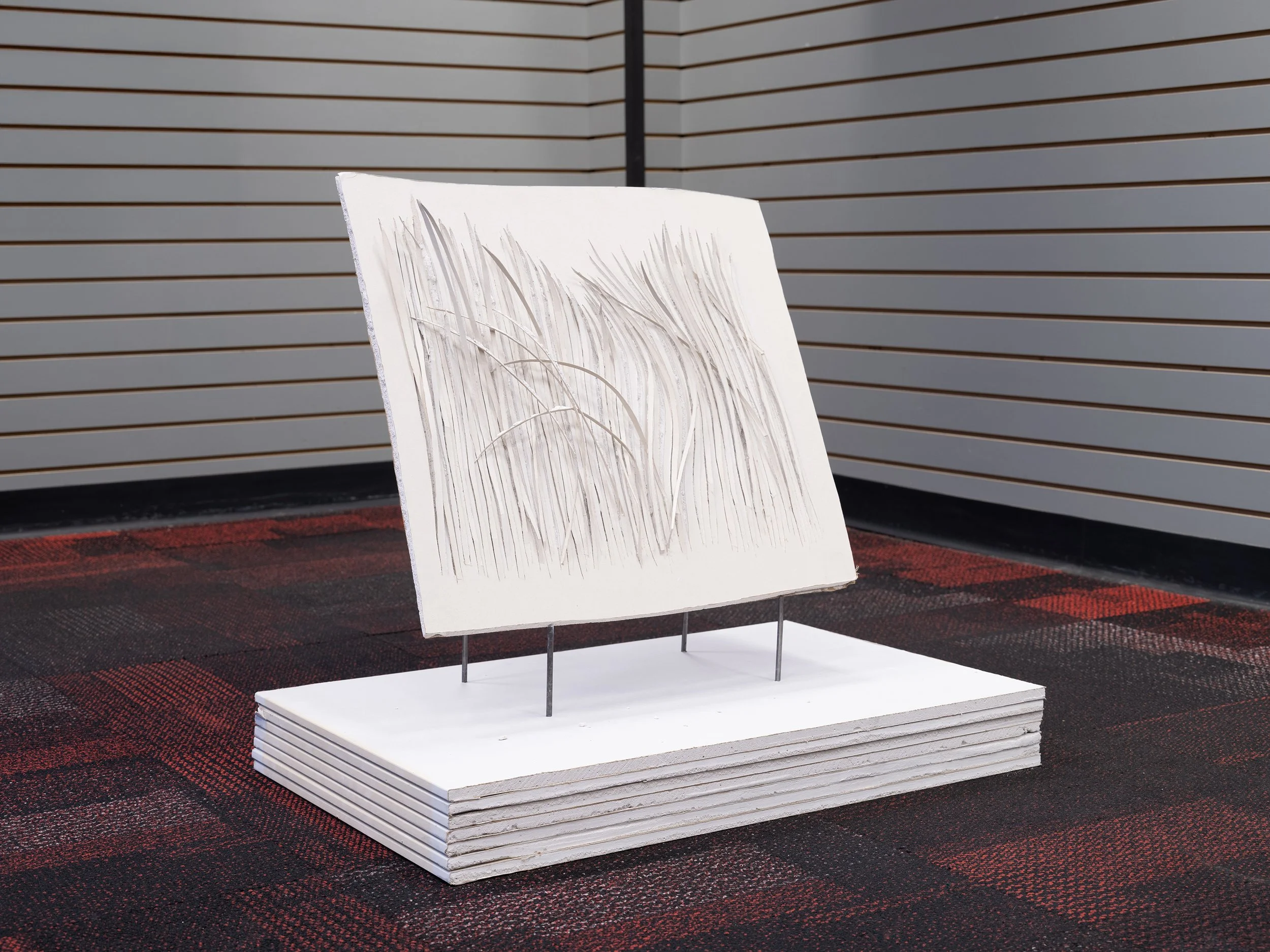  grasses, 2026  drywall, steel rods  Installation view at   PHARMAKON,  The Mall Upstate, Kingston , NY  