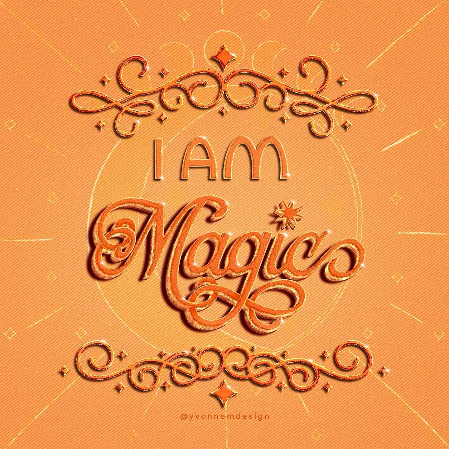 Lettering Style Challenge 2024 by @aureliemaron. Day 30: Flourishes

Today&rsquo;s affirmation &ldquo;I am magic&rdquo;. 🦄

Designing this affirmation made me think about how we all hold power within us and are all capable of healing and transformat