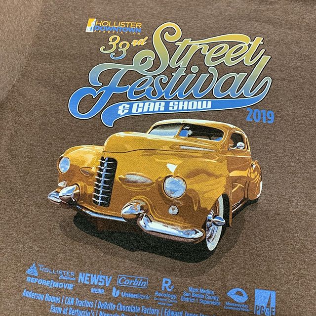 Local car show and street fest#hollister #hollisterdowntownassociation #carshow #streetfestival#tshirtdesign #screenprinting #promotionalproducts