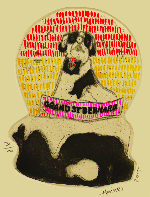 Snow Globes, (detail) 2015, hand tinted etching, 85cm x 70cm