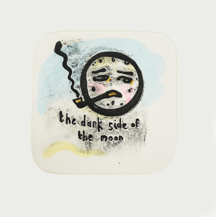 Dark Side of the Moon, 2014, hand tinted etching, 30cm x 35cm