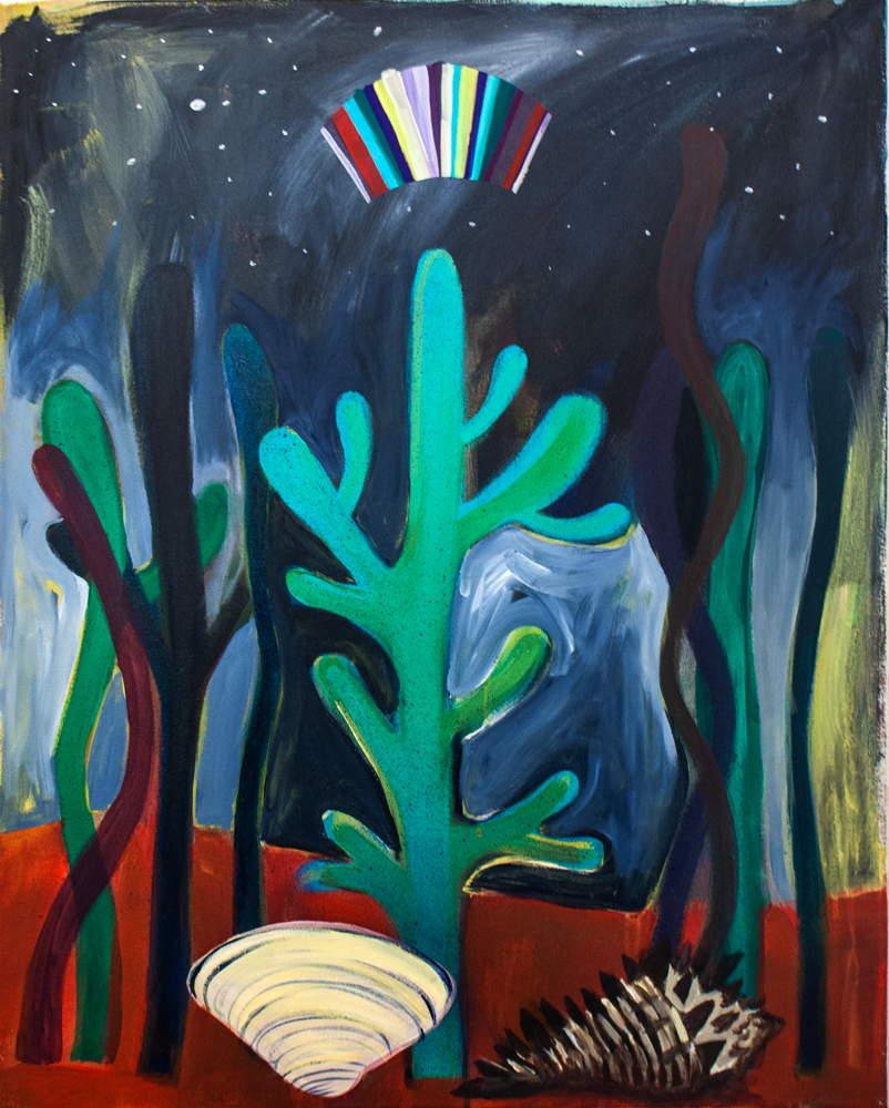  “Sea Cactus,” 32” x 24,” acrylic and gouache on canvas 