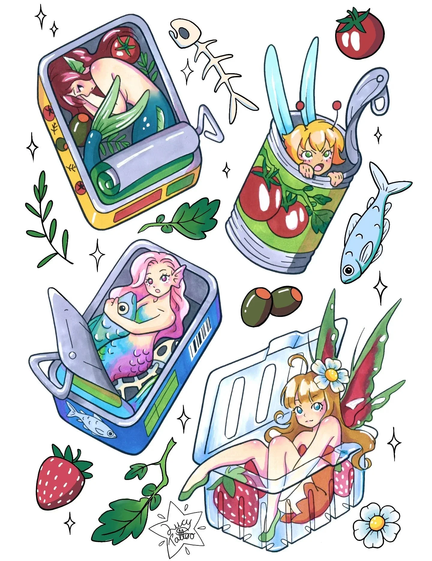 Mermaid and fairy flash available! 🦋🍓🍅

Sizes for the larger designs will sit around 10cm minimum and more than happy to do grey shades. 

Email me if you are interested in any available flash designs ✨️

#flashsheet #flash #tattoo #tattooart #ani