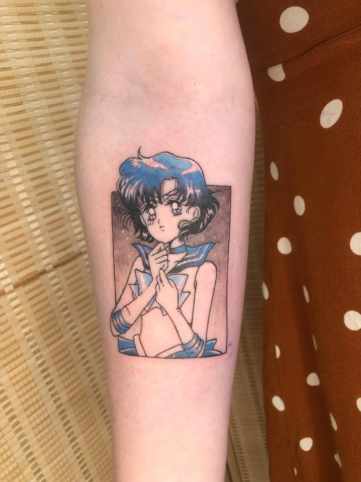 A gorgeous manga panel of Sailor Mercury for Maria🌙✨🌸 Thank you for coming in!

Studio: @drmorsetattoo 

#animetattoo #mangatattoo #wellingtontattoos