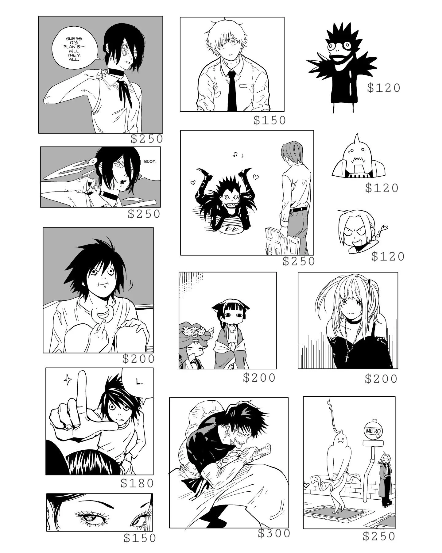 Manga panels available! Just a collection from some really cool series that I love. They will be availble at Wellington Armageddon this year so keep an eye out for us. I am more than happy to do with and without the border so let me know which you pr