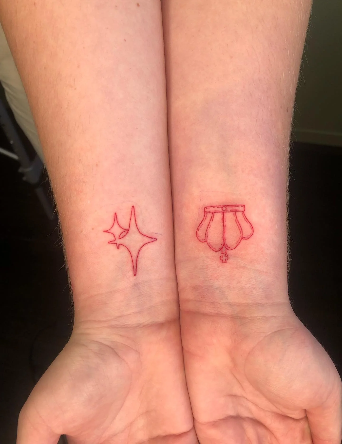 A cute little pair for Jess! Thank you for coming in! 
I don&rsquo;t usually post smaller designs but these were just too cute.

Studio: @drmorsetattoo 

#redinktattoo #wellingtontattooartist #tattoo
