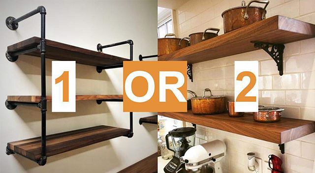 Which bracket's best??? Industrial/rustic...or ornate/chic? Let us know what you think below 👇
.
.
.
#shelvesandsuch #knottyswoodwork #shelfbrackets #woodshelves #customshelving #kitcheninspo #industrialdecor #rustichomedecor #kitchenchic #madeincan