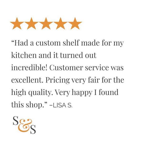 Thanks to our customers for their thoughtful reviews. 😊❤ We really appreciate the feedback! At #knottyswoodwork and #shelvesandsuch we focus on providing service that matches the same care and quality that goes into our craftsmanship.