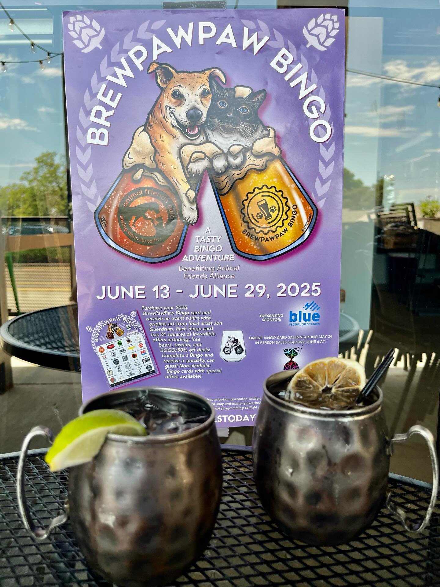Happy Friday! 🥃🌞

Today marks the beginning of BrewPawPaw, where every pour helps a paw in need!🐾 BINGO cards can be found at @animalfriendsalliance 

CHEERS!

#elevation5003distillery #elevatingspiritslocally #drinklocal #craftcocktails #whiskey 