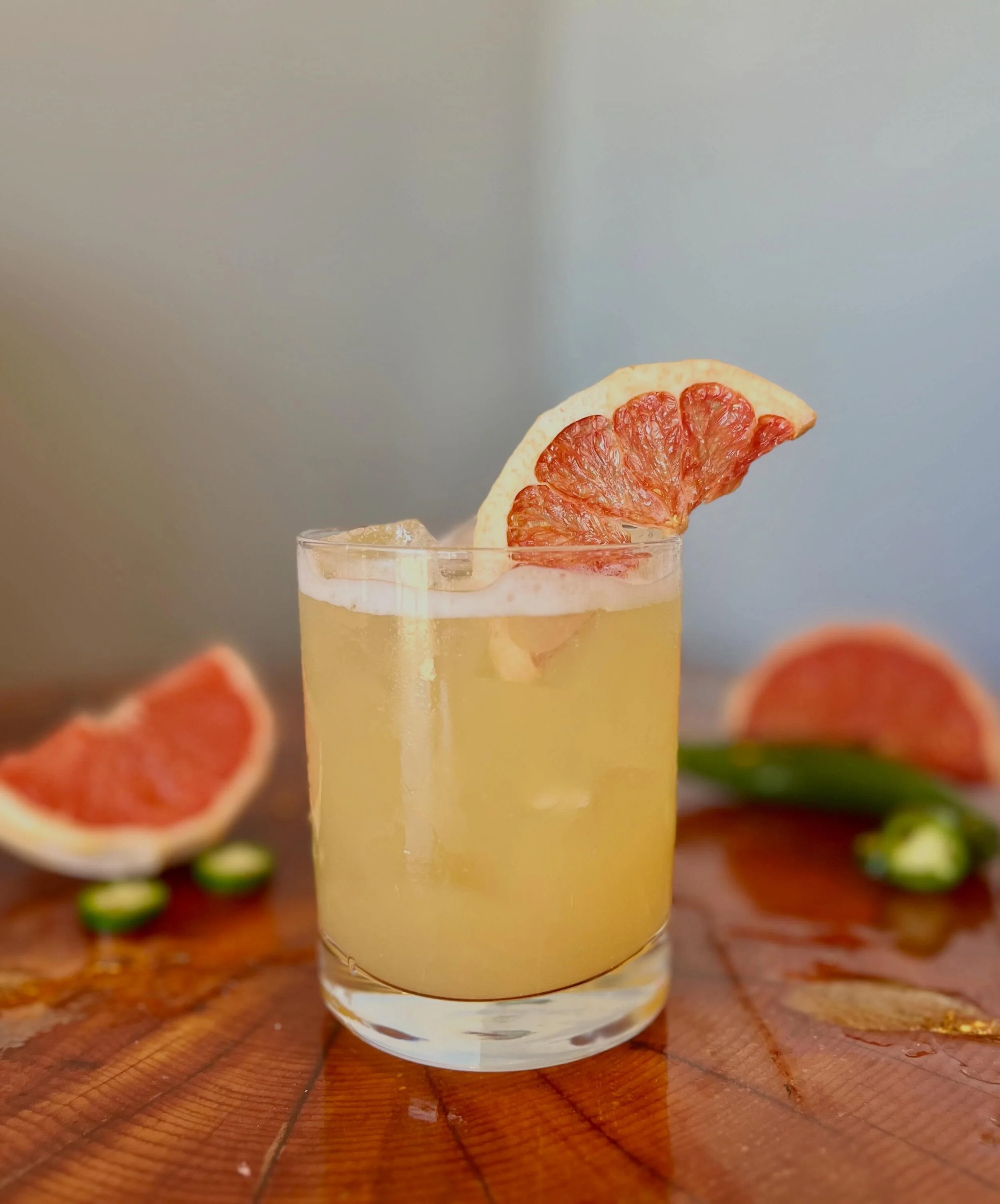 &ldquo;Kick It&rdquo; with us this weekend🌶️ This tasty cocktail features our Narrow Road Vodka*, homemade grapefruit-serrano syrup, guava nectar, pineapple juice, and lime. 

(*Switch it up with our Timber Ridge Gin) 

#elevatingspiritslocally #ele