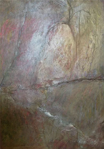 SHIMMERING ROCK collage by Annie Mandlsohn 21” X 23” (detail)