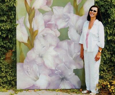 VJ McMurray with PURPLE GLADIOLUS 72 x 72 oil on canvas