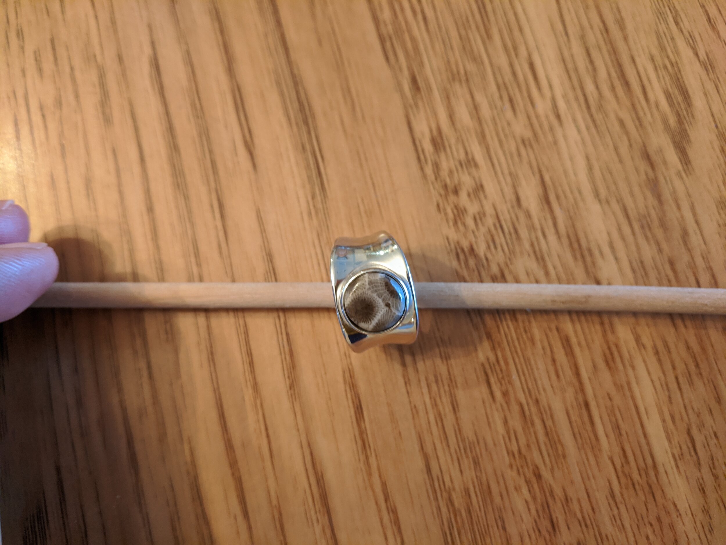 Petoskey Stone Ring - Sterling Silver SIZE 8