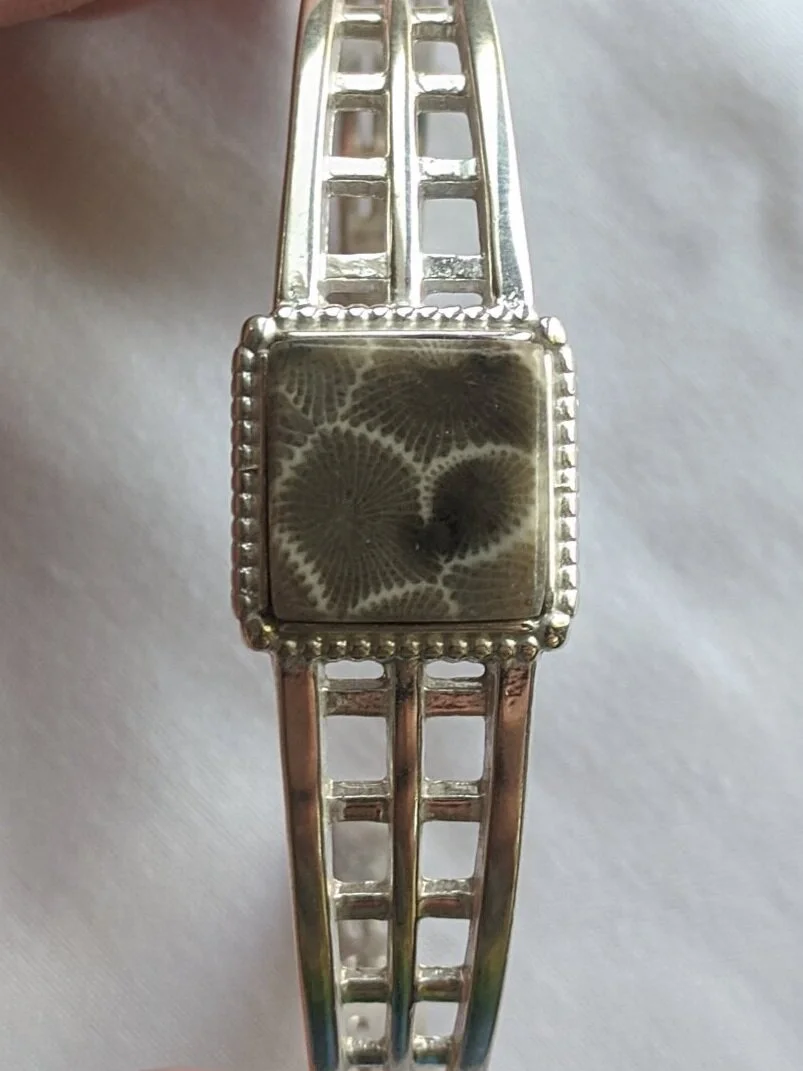 Square Petoskey Stone Bracelet - Sterling Silver