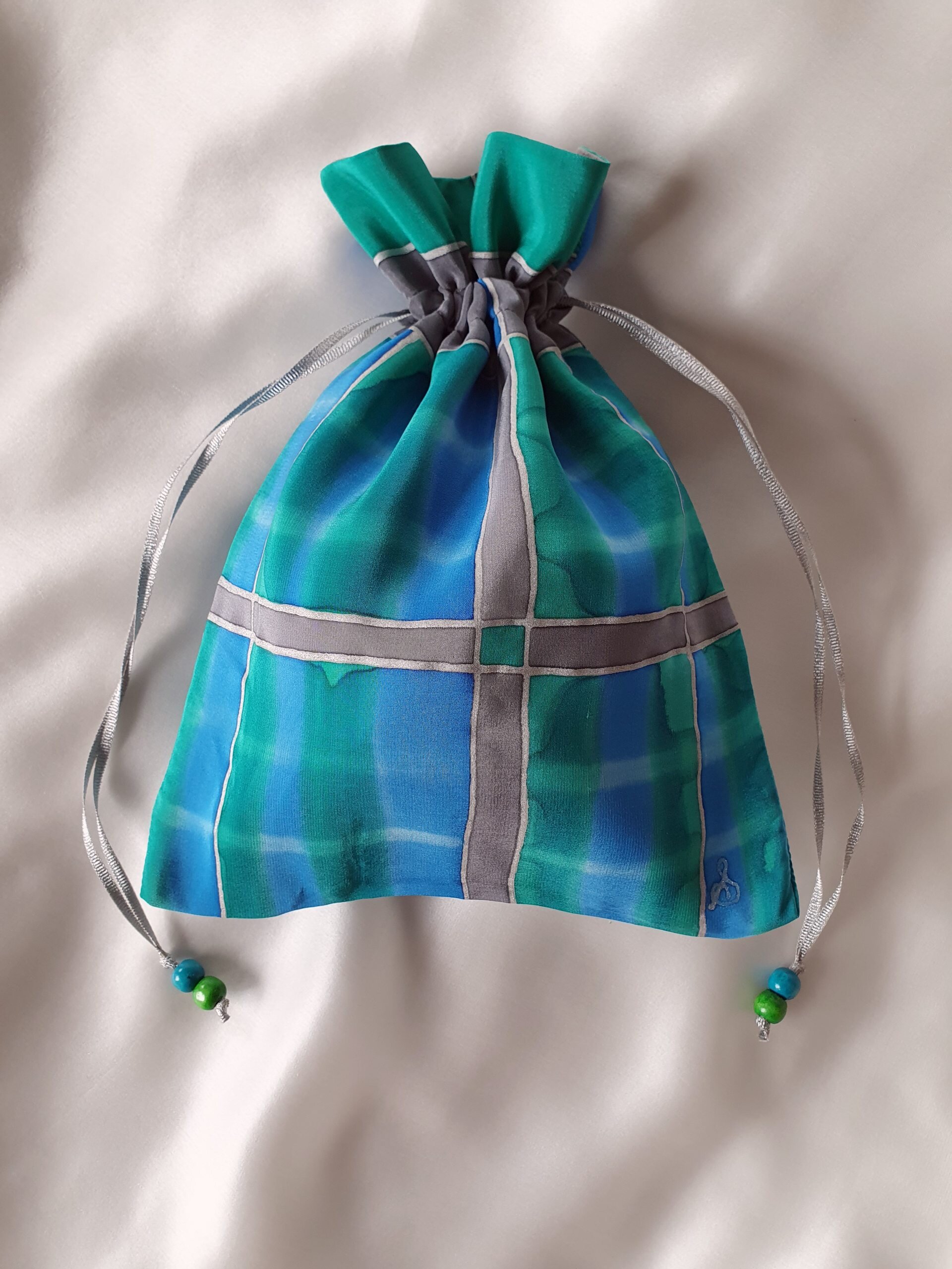 Potli Bag- Plaid Blue