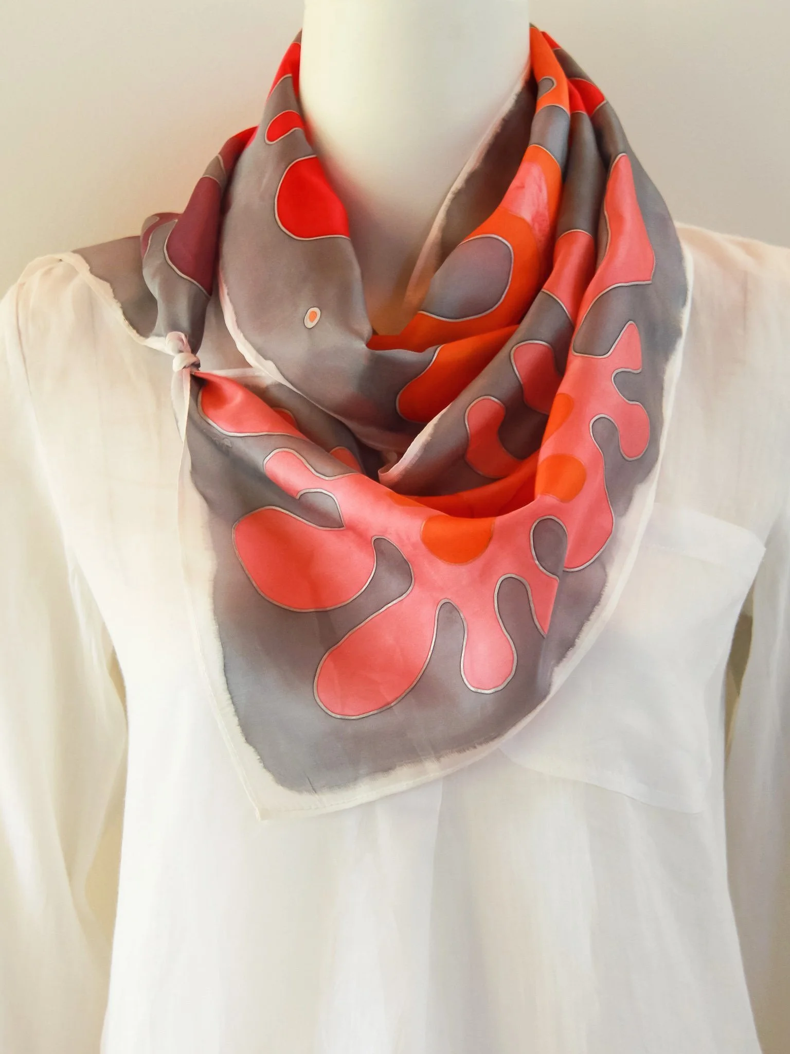 Living Coral silk scarf- Under the Sea Collection