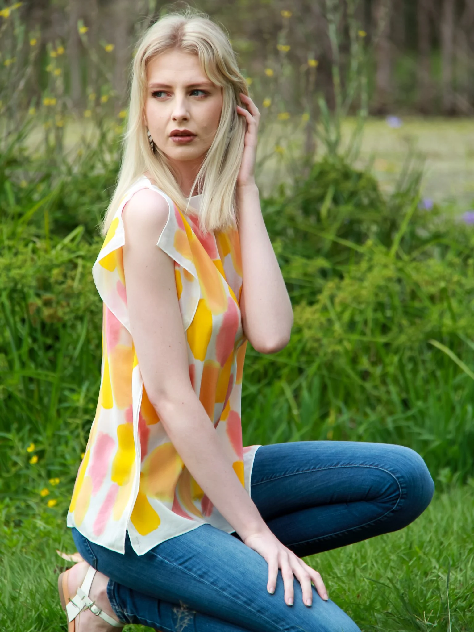 Tequila Sunrise- Resort wear silk top