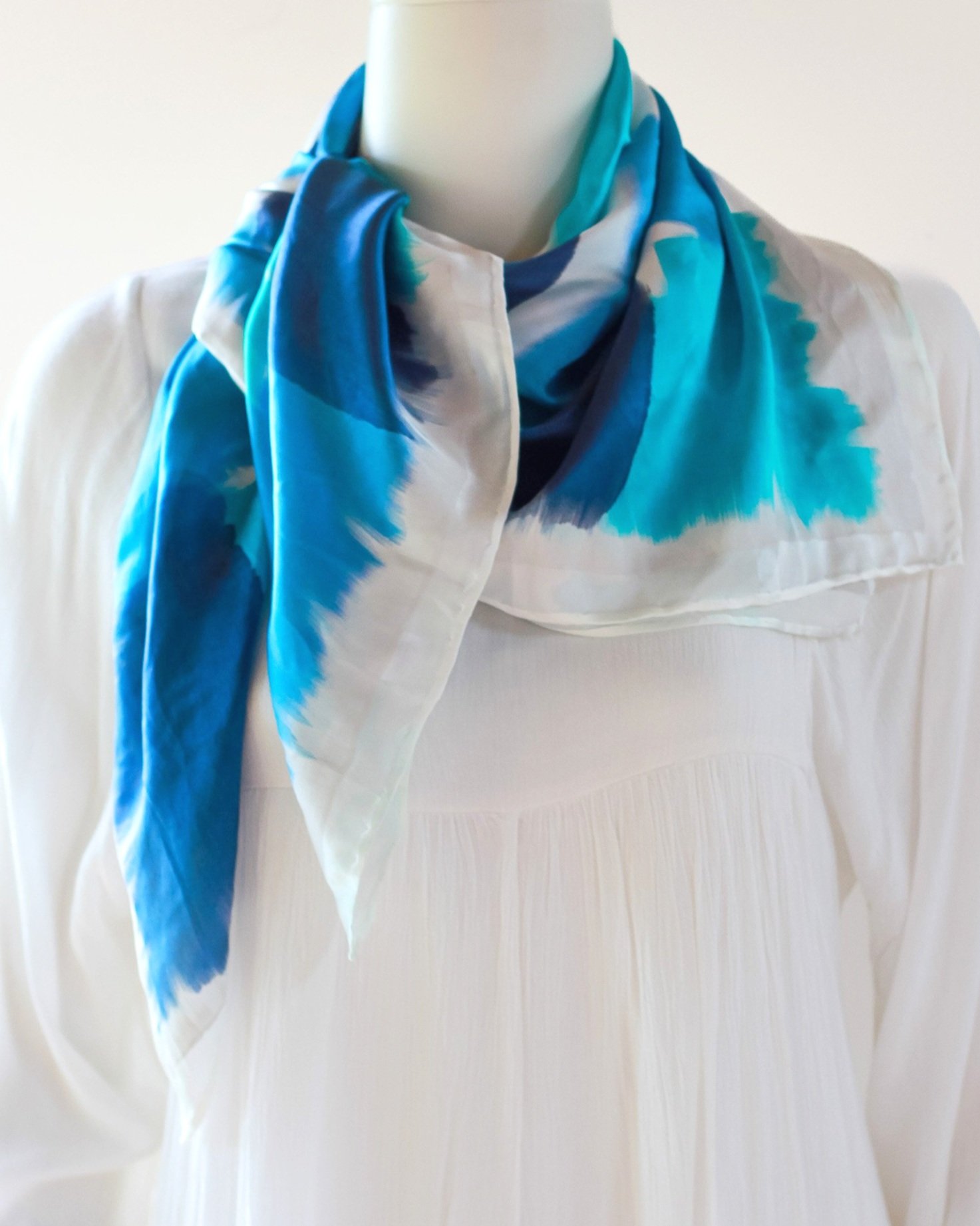 Midnight Star hand painted silk square silk scarf