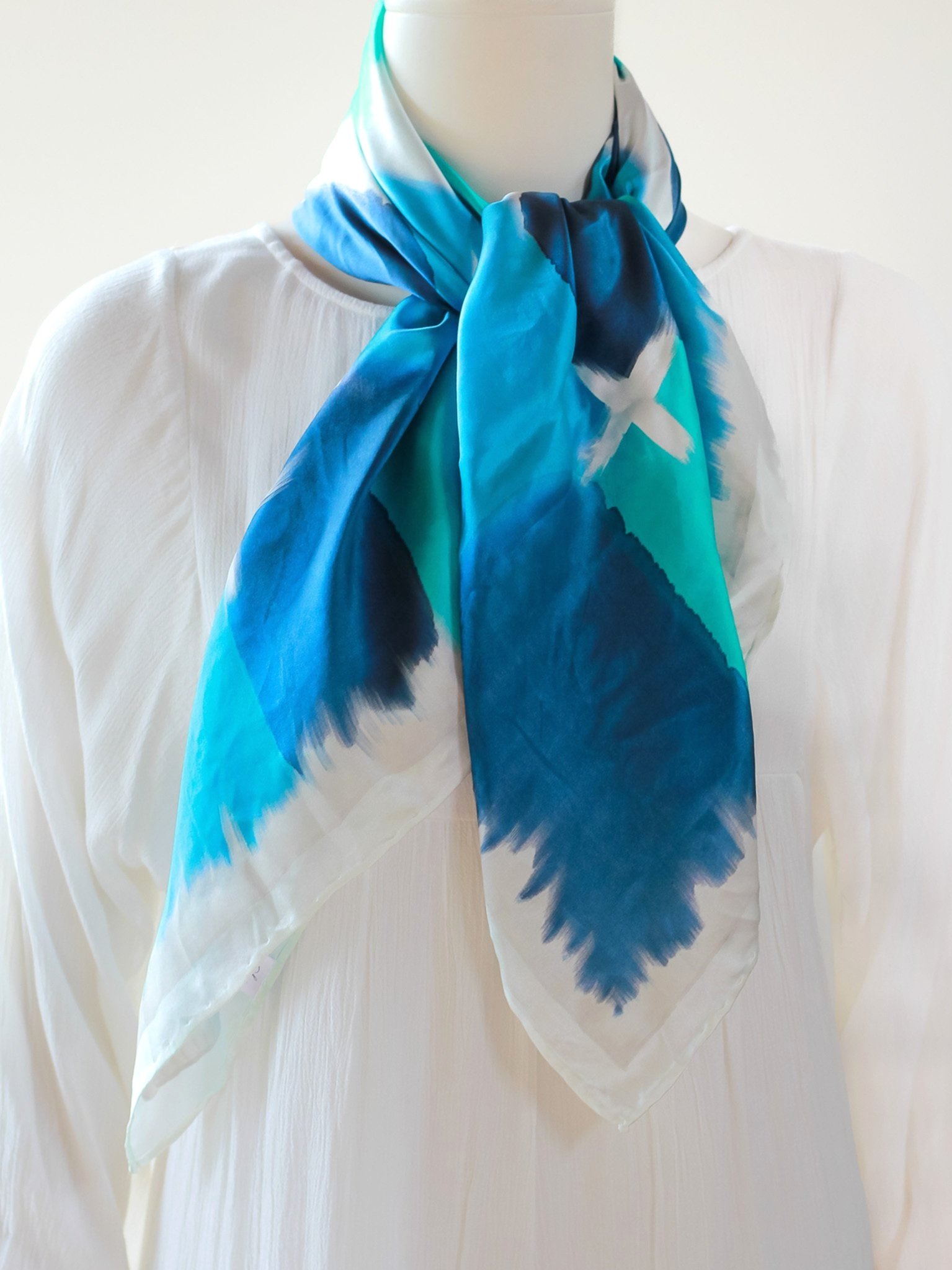 Midnight Star hand painted silk square silk scarf