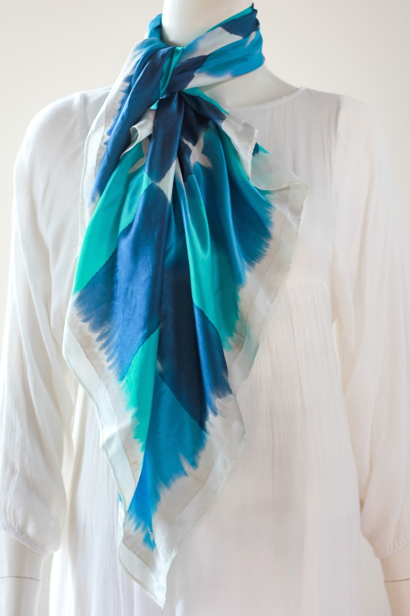 Midnight Star hand painted silk square silk scarf