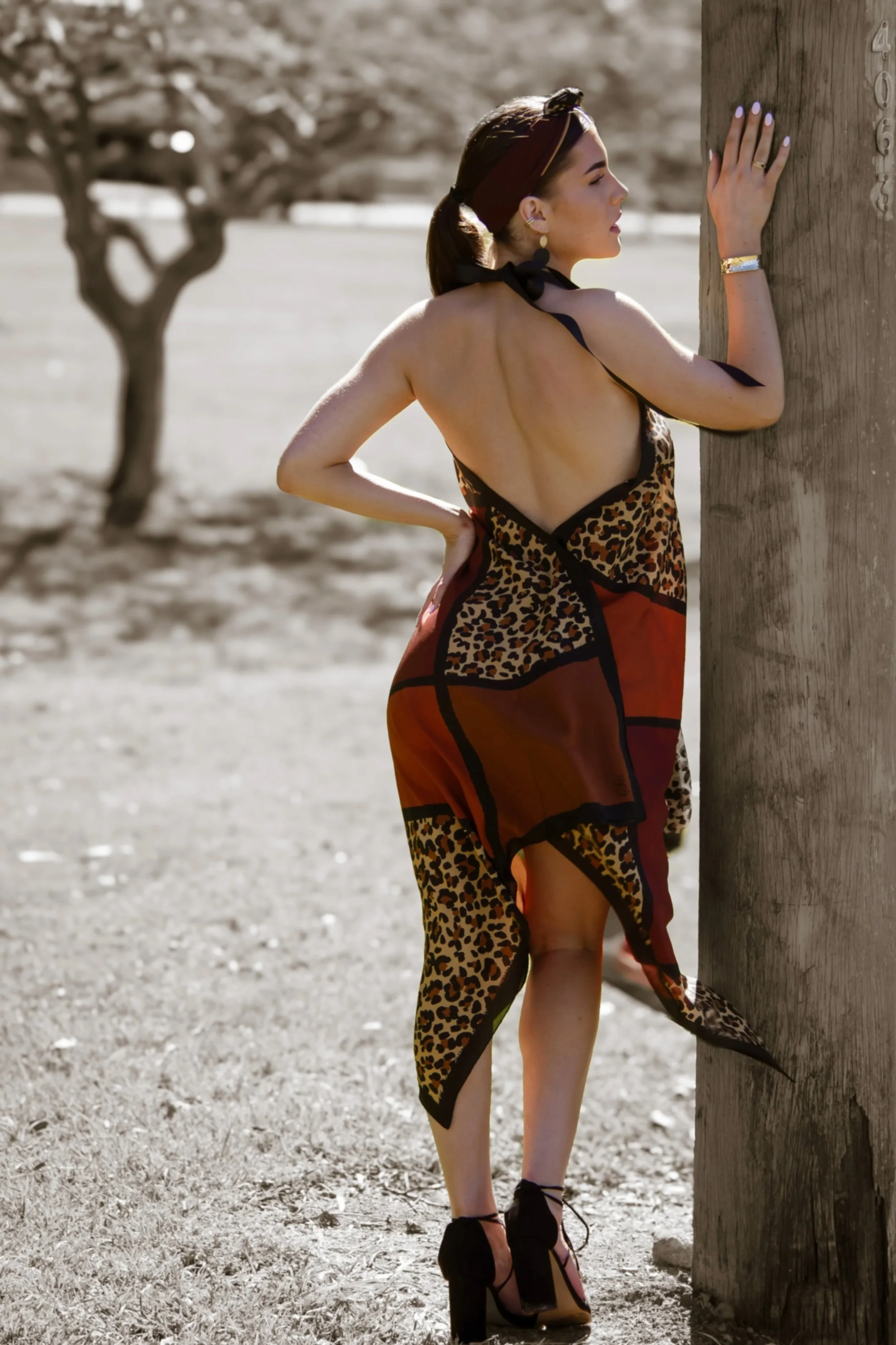 Mysterious Feline leopard print silk dress