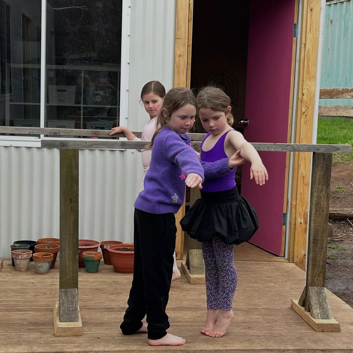 Putting our ballet barre props from the school production to good use #phillipislandvillageschool #alternativeeducation #basscoast #playbasedlearning