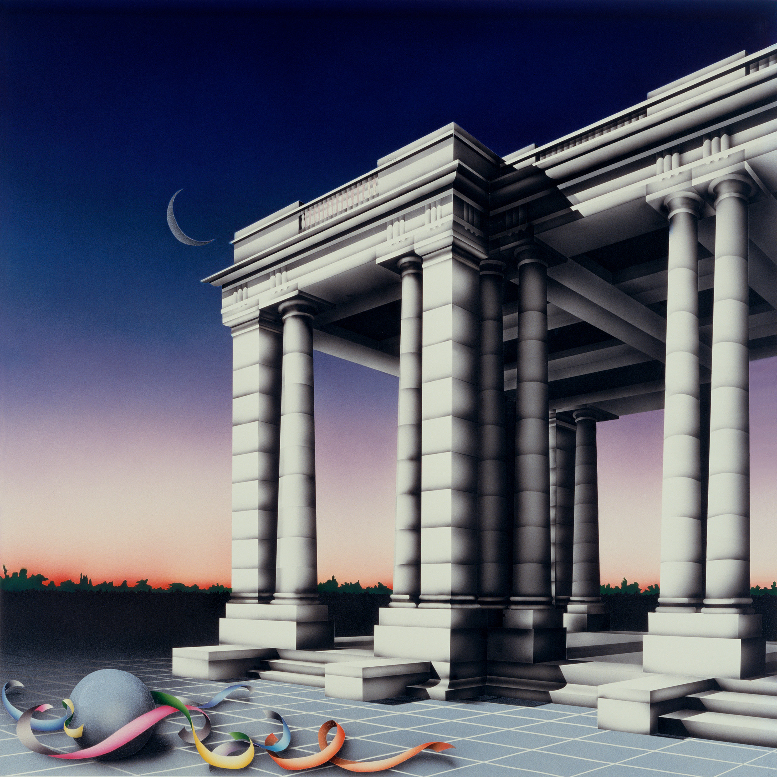 Enchanted Pavilion, 1985: Acrylic and varnish on board,  27 x 27 in  (69 x 69 cm)
