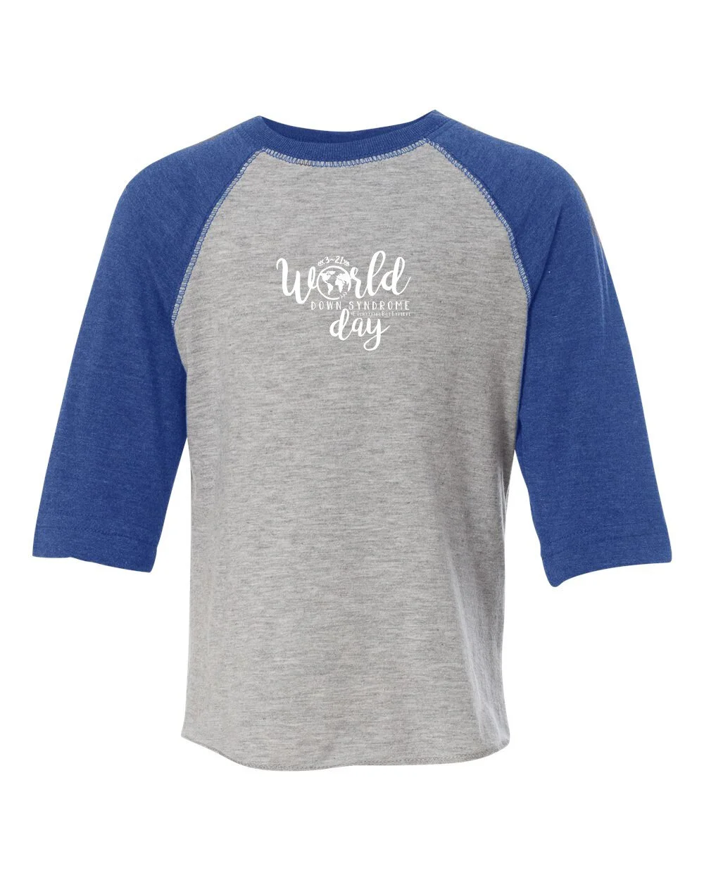 Kid/Toddler, Baseball Tee, World Down Syndrome Day, White Font