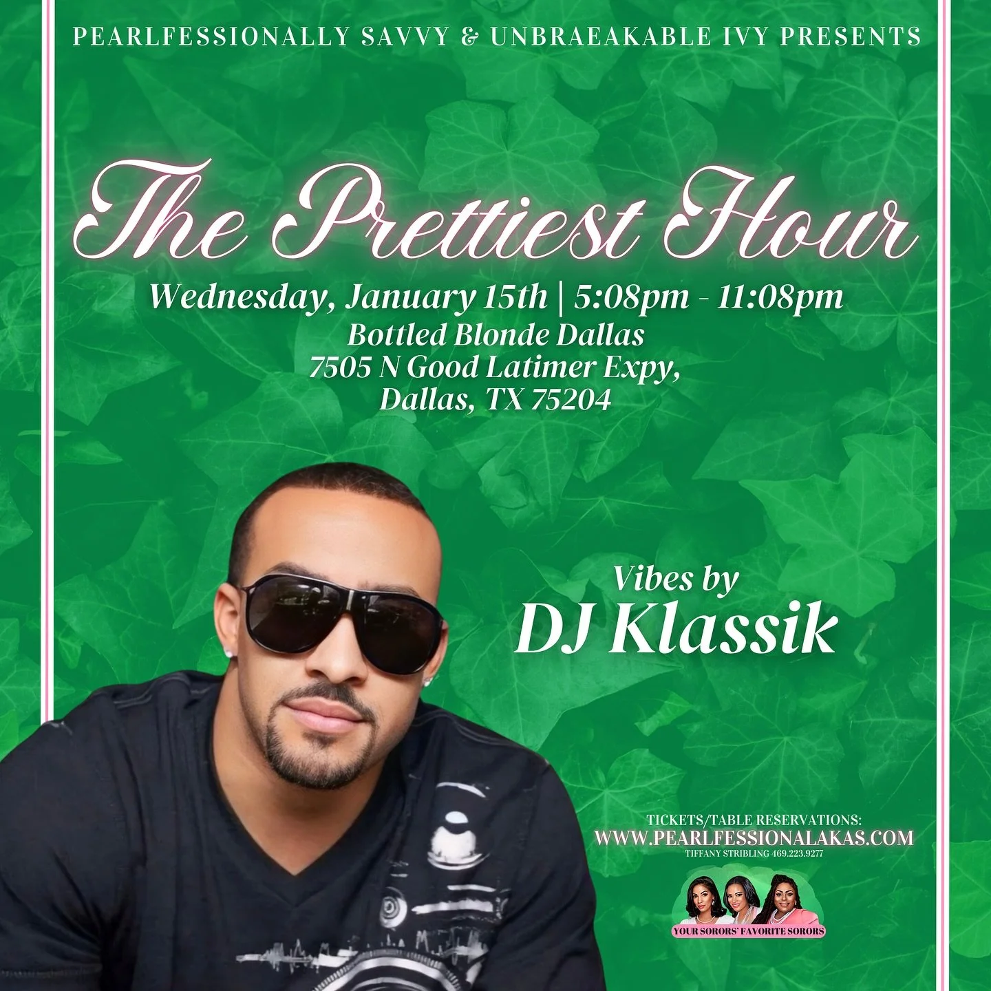 🕰️The countdown is on! We&rsquo;re officially ONE WEEK away from The Prettiest Hour 🩷💚! Our favorite DJ, @_djklassik, will be in the mix, setting the PEARLFECT vibes for an unforgettable night.

Have you secured your ticket yet? Time is ticking! D