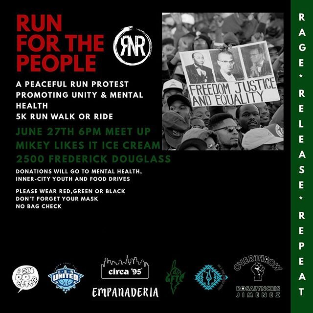 RUN FOR THE PEOPLE
___
Keep the pressure on, cause we ain&rsquo;t free till we all free!!! @rageandrelesase put out the call and we here for it. Pull up!!!
____
Via @daddy_shango &bull; YEEEEEERRRRERRR JOIN US Saturday for a 5k Run, Walk or Ride
-
No