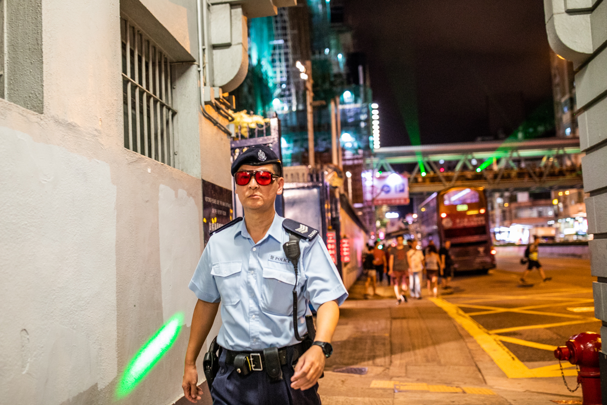 New fashionable eyewear for the boys in blue to guard against eyeballs being burnt out of eye-sockets. They also go well with with black and green fatigues worn when suppressing demonstrations.