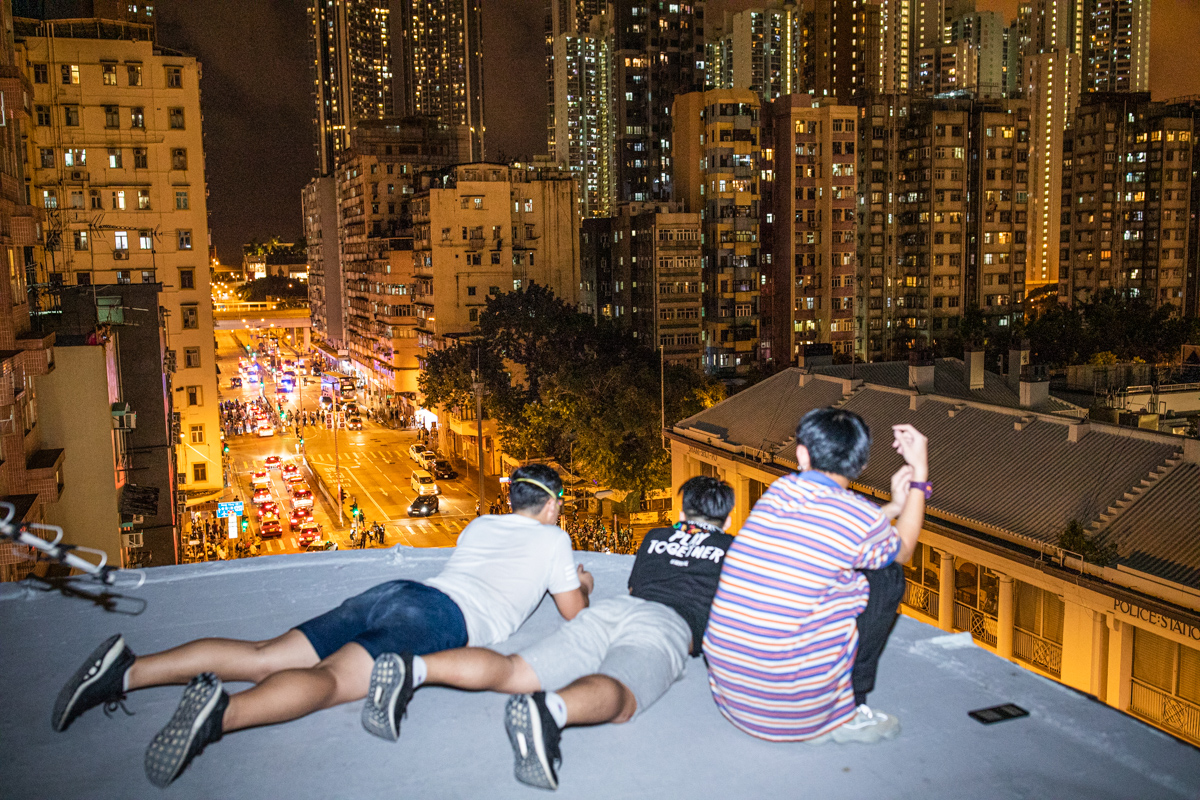 Me and the neighbors watching the chaos.