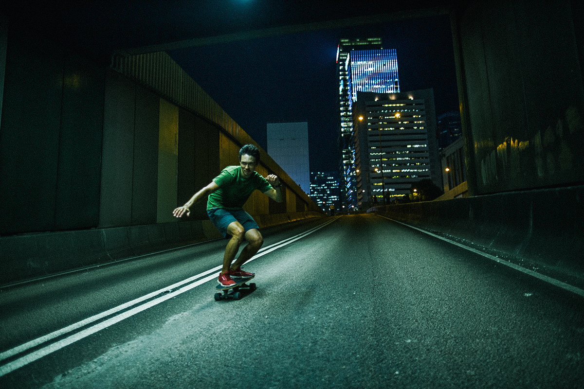 14.10.04 - Hong Kong: Taking advantage of the open roads during Occupy Central.