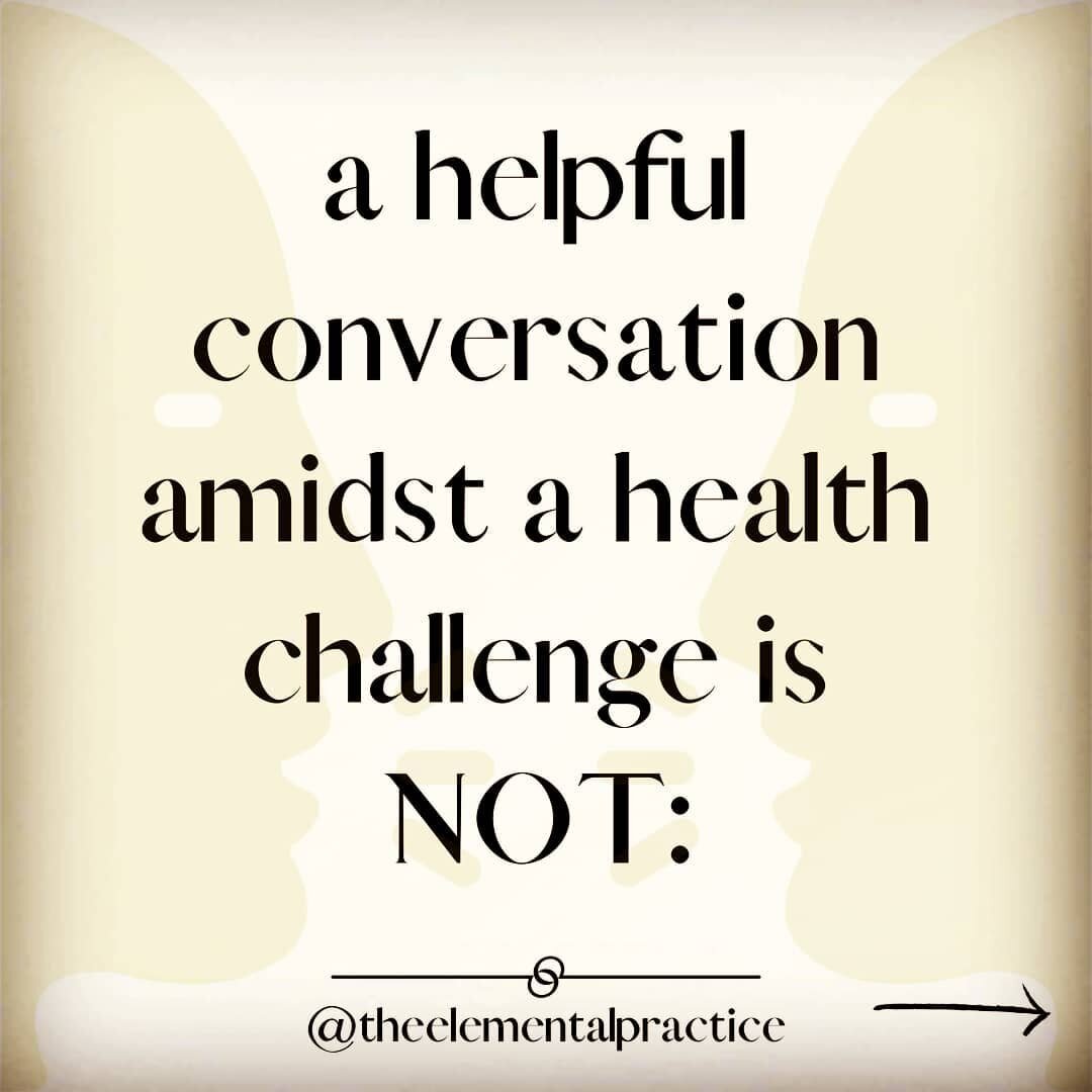 HELPFUL HUMAN CONVERSATIONS IN CHALLENGING TIMES.⁣
a loved one is moving through a cancer journey right now. and as I closely journey alongside, there have been so many well-meaning conversations from friends and doctors which have left me baffled, a