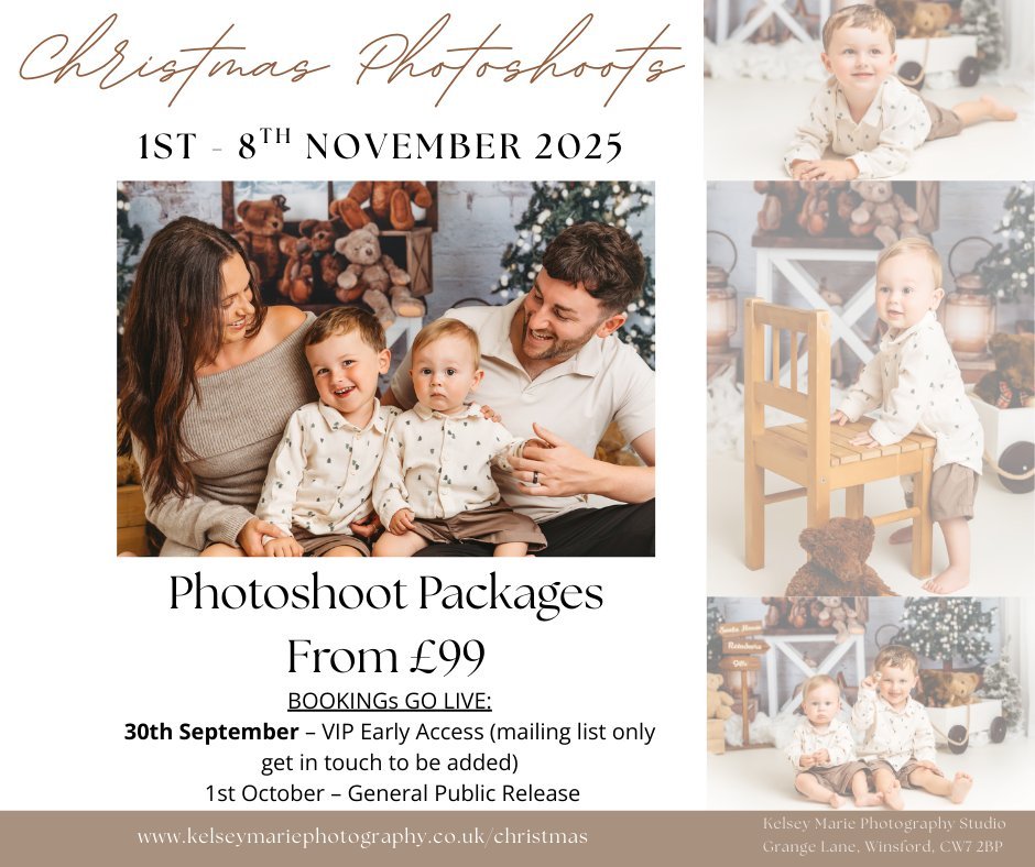 🎄✨ Christmas Photoshoots 2025 Reveal! 🧸🎄

I&rsquo;m so excited to share this year&rsquo;s Teddy Bear Christmas theme for your family photoshoots this year🧸🎄 &ndash; it's the perfect cosy backdrop to capture festive memories.

Here&rsquo;s what y