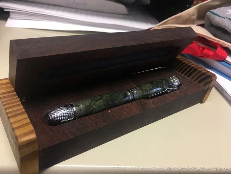 Hindged opening of Black Walnut Pen Box