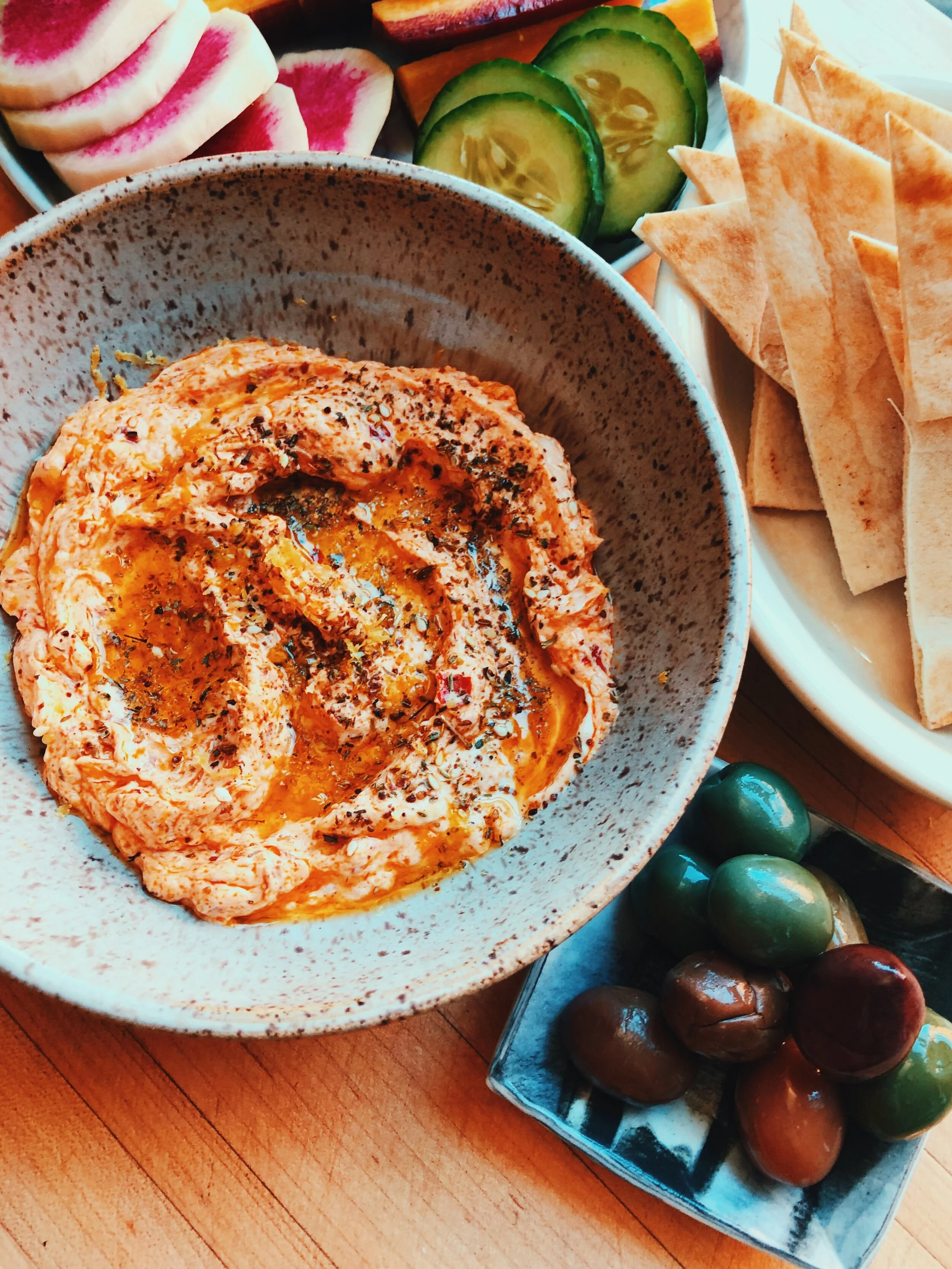 Spicy Harissa Dip with Caramelized Shallots