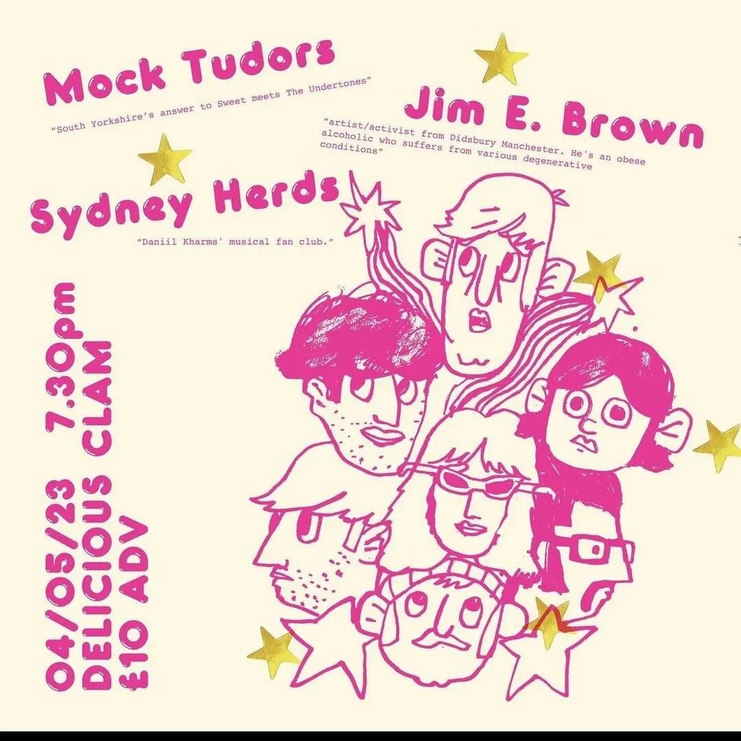 Come and celebrate a night of outsider music and garage rock! @mocktudors fresh off their tour with @thebugclubband are proudly joined by @jimebrown666 for his first ever Sheffield appearance. 

To top it all off we have @bingorecs supergroup @sydney