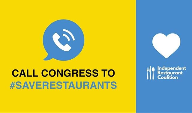 Together, we can #SaveRestaurants! Join us &amp; @IndpRestaurants in calling your members of the House to demand they pass the Senate&rsquo;s forthcoming bill ASAP. Call your district rep directly or (202)&nbsp;224-3121 and ask for their office. 
You