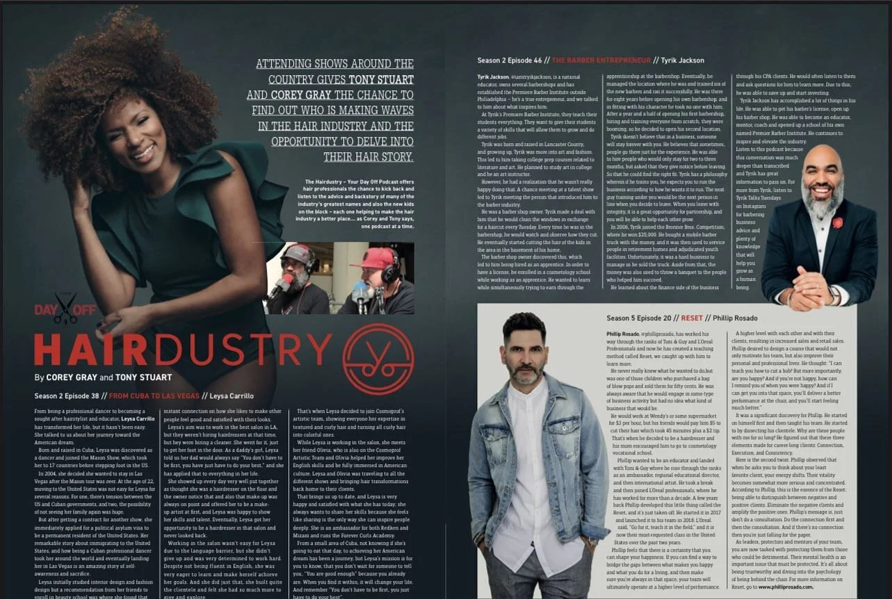 Check out @hairdustry column in this edition of @salonevomag and @barberevo magazine

feat. @leysahairandmakeup @iamtyrikjackson @philliprosado