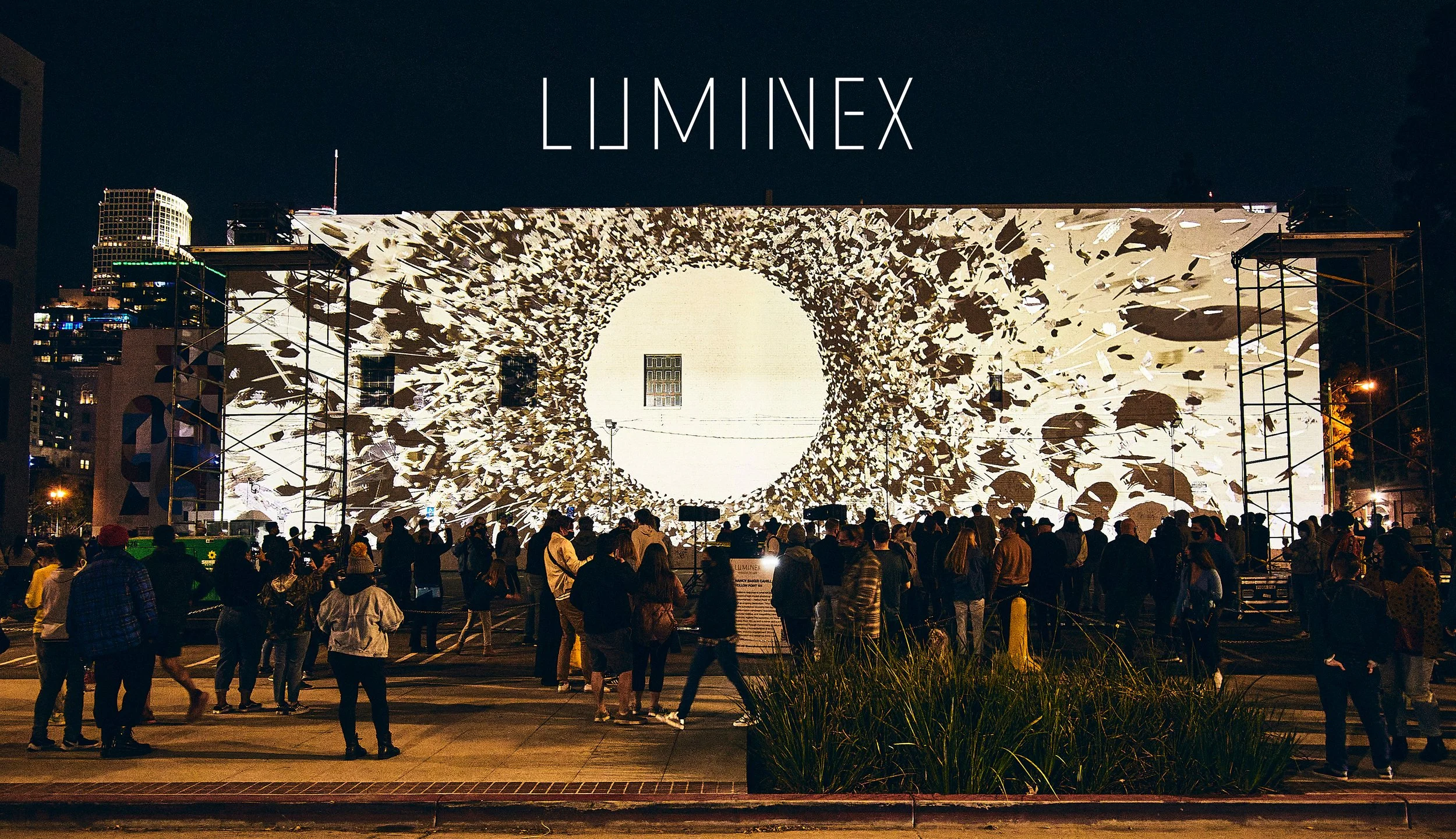 Luminex is a award-winning walkable exhibition of digital artwork curated by NOW Art Foundation, that transformed the streets of DTLA with projections and augmented reality artworks. 12 internationally acclaimed locally based artists across 12 site