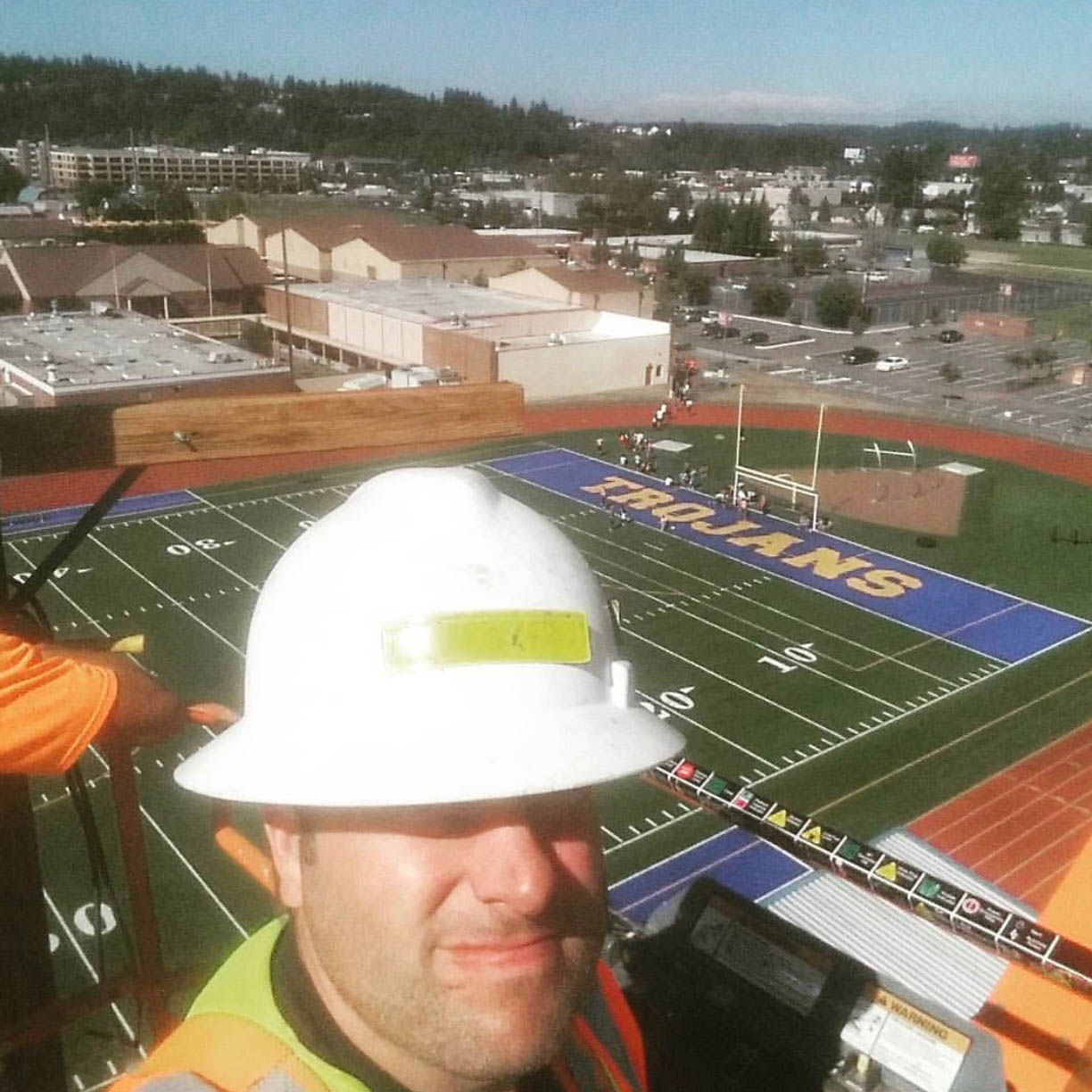 New LEDs being install Fife HS Football Field.