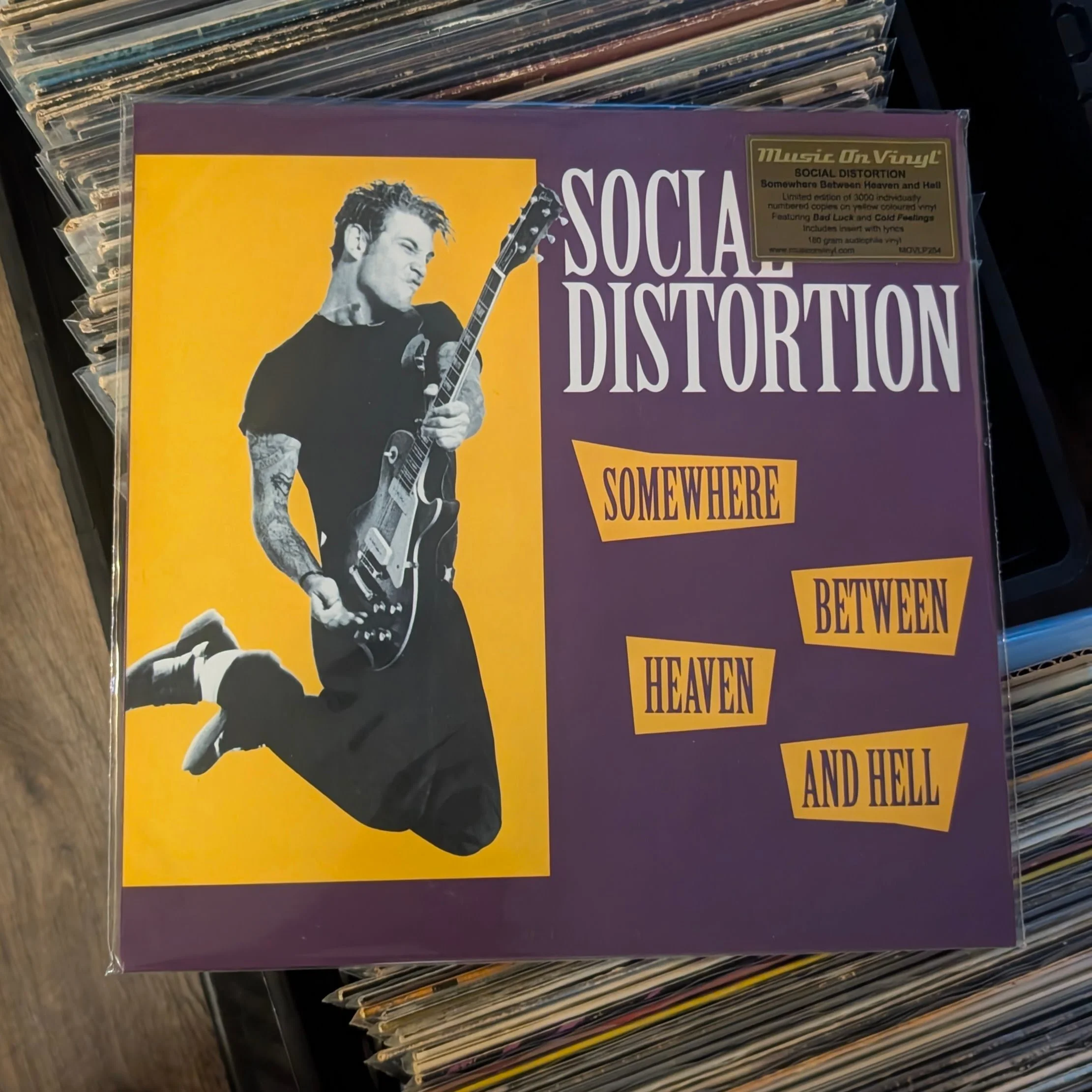 Social Distortion - Somewhere Between Heaven and Hell Yellow Vinyl LP (3000 Made) MOVLP254 | Phantom Squid Records