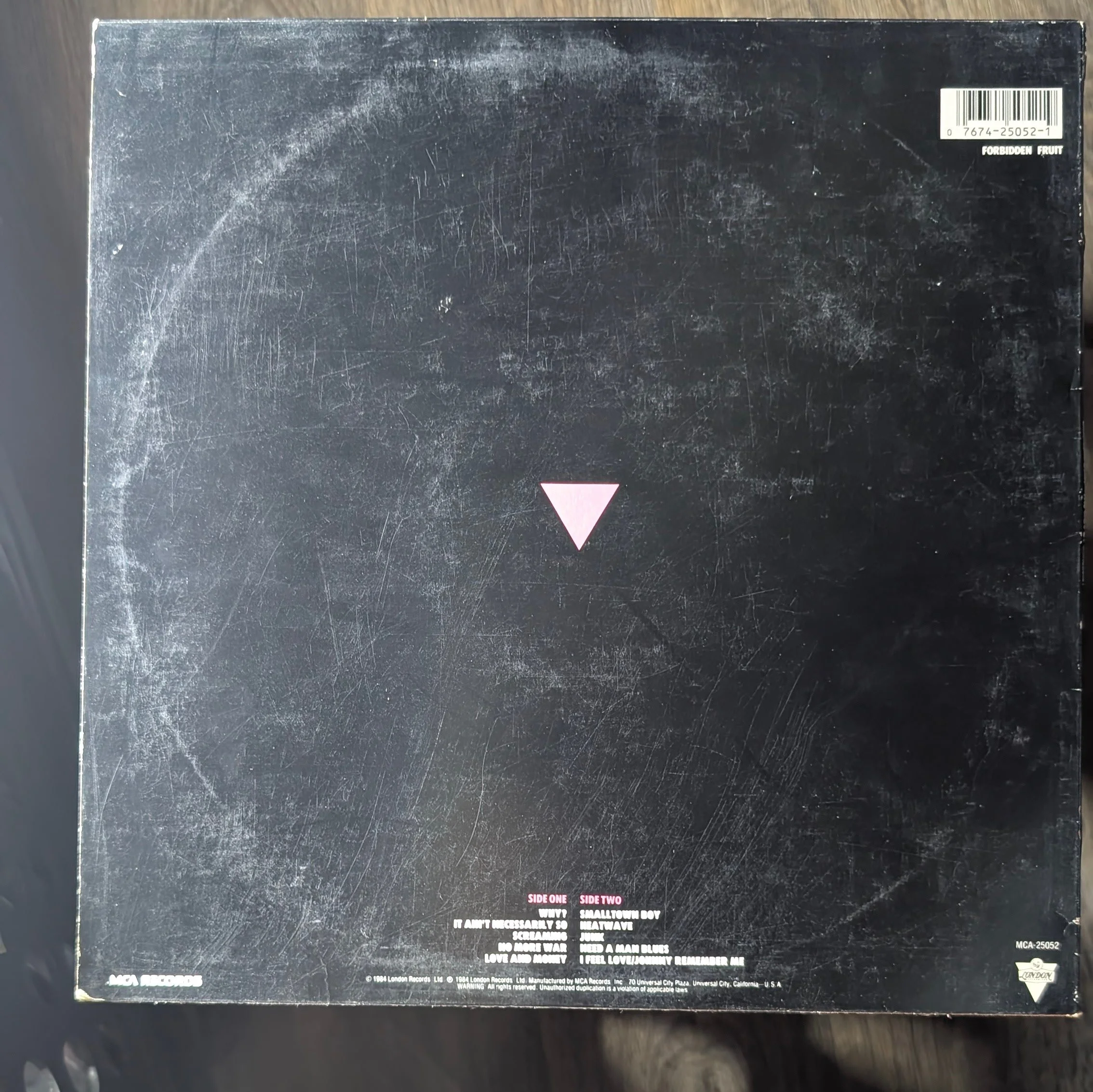 Bronski Beat The Age of Consent vinyl record album back cover MCA Records pink triangle design